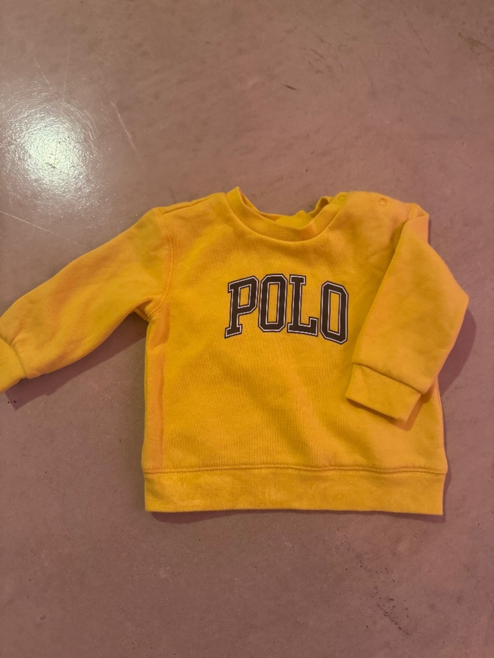 Ralph Lauren Polo Baby Size 12M Yellow Sweatshirt Logo Spellout